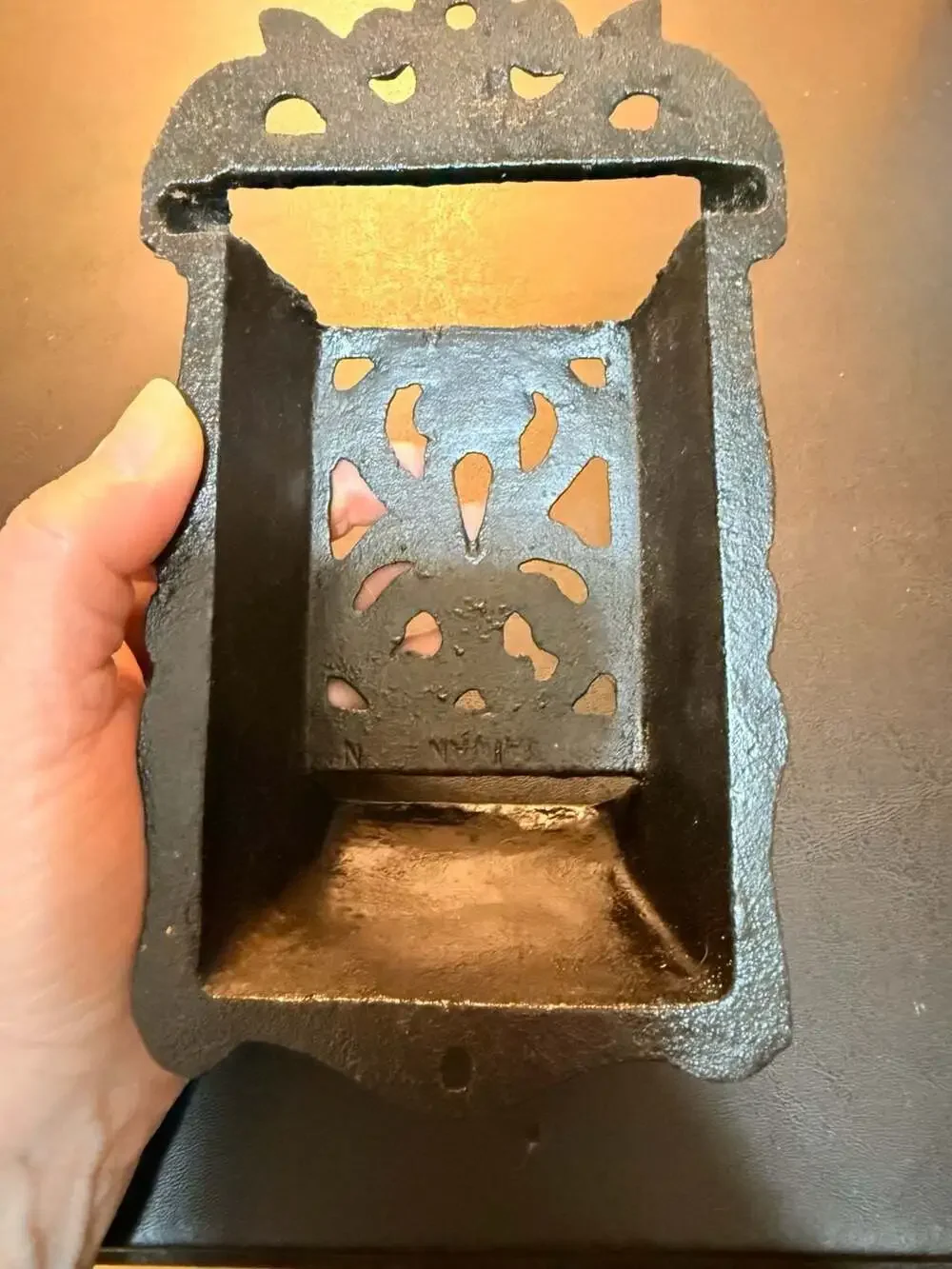 Vintage Ornate Cast Iron Wall Mount Matchbox Dispenser and Holder